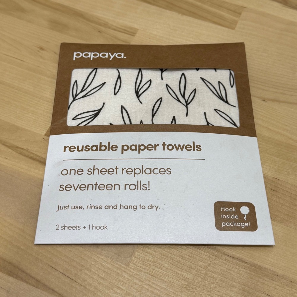 NWT Papaya Reusable Compostable Eco-friendly Paper Towels 2‎ pack